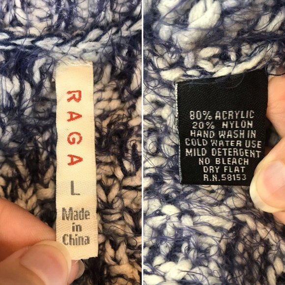 Raga Sweater Blue Eyelash Knit Shaggy Oversize - Picture 9 of 9